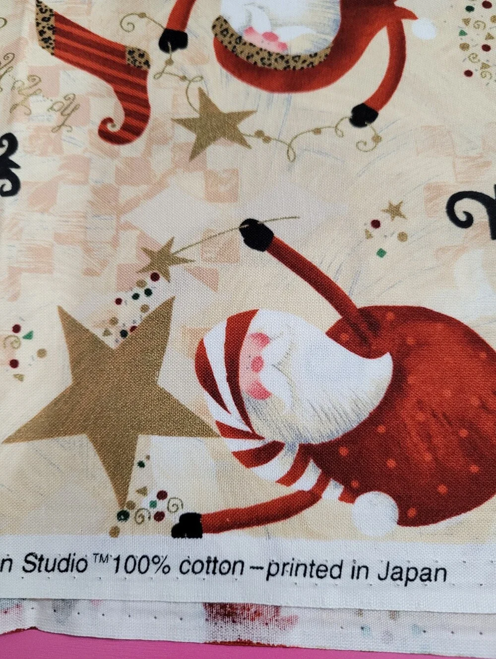 Ho-Ho-Ho-Be Jolly Susan Zulauf 100% Cotton Sewing Fabric Santa Theme (1489)